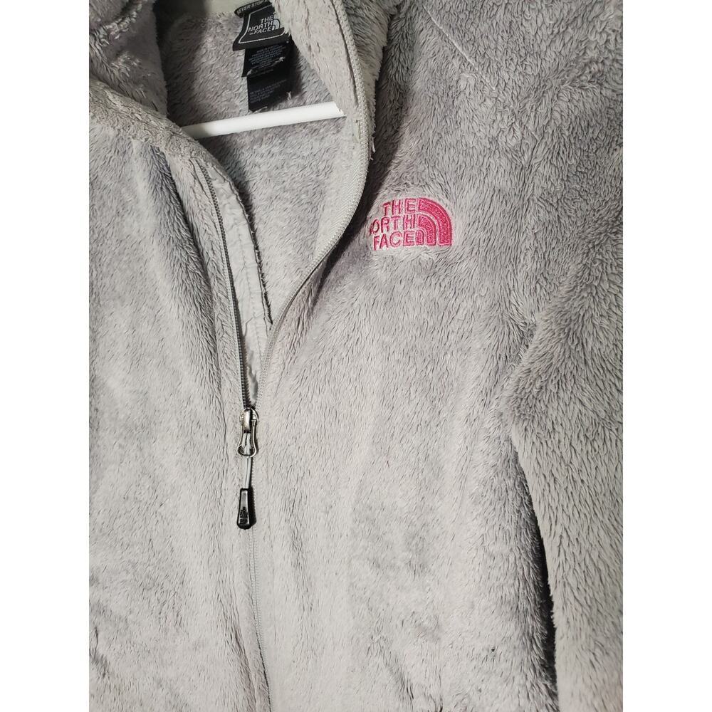 The North Face Women’s XS Gray Osito Full Zip Fleece Jacket Pink Logo Soft - Picture 12 of 13